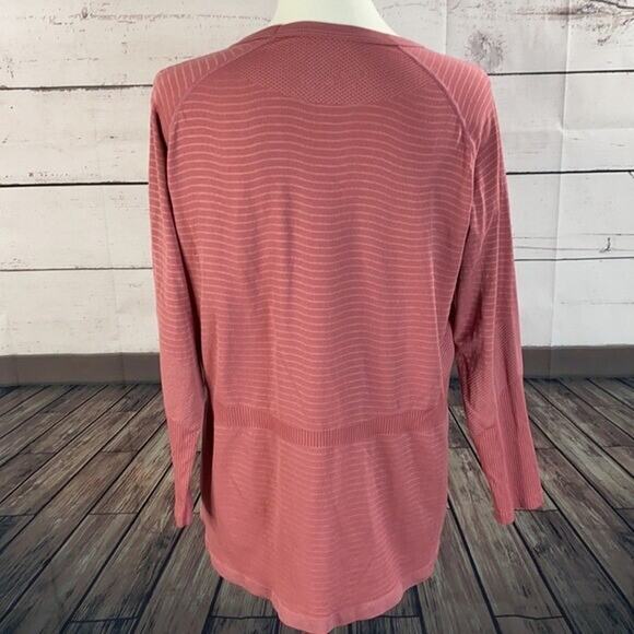 Zyia Tee Shirt Top Womens XL Pink Poppy Chevron Active Long Sleeve Compression - Picture 5 of 9